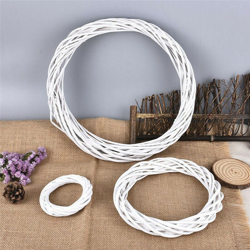 Rattan Wicker Christmas White Wreath Vine Ring Xmas Hanging Garland DIY Decor