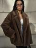 Женское Экологичное Полудлинное Пальто из Искусственного Меха Норки - Осень/Зима, Плотное, Пушистое, С Отложным Воротником