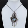 Dendrite Opal 999 Copper Wire Wrapped Pendant, Handmade Gemstone Jewelry Pendant Gift For Birthday