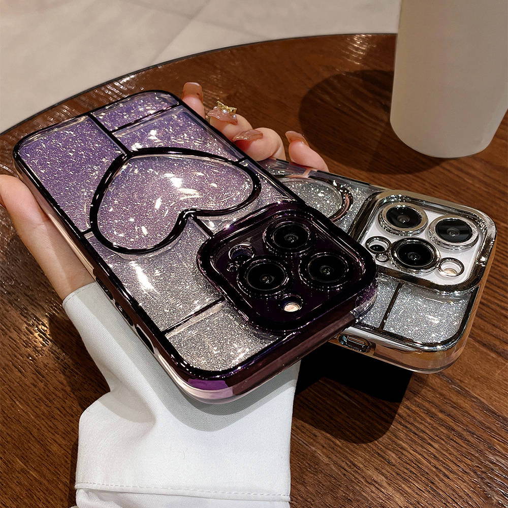Сияющий блестящий мягкий чехол для телефона для Iphone 14 13 12 11 Pro Max 14plus 14pro Max противоударный прозрачный бампер Love Heart Cover