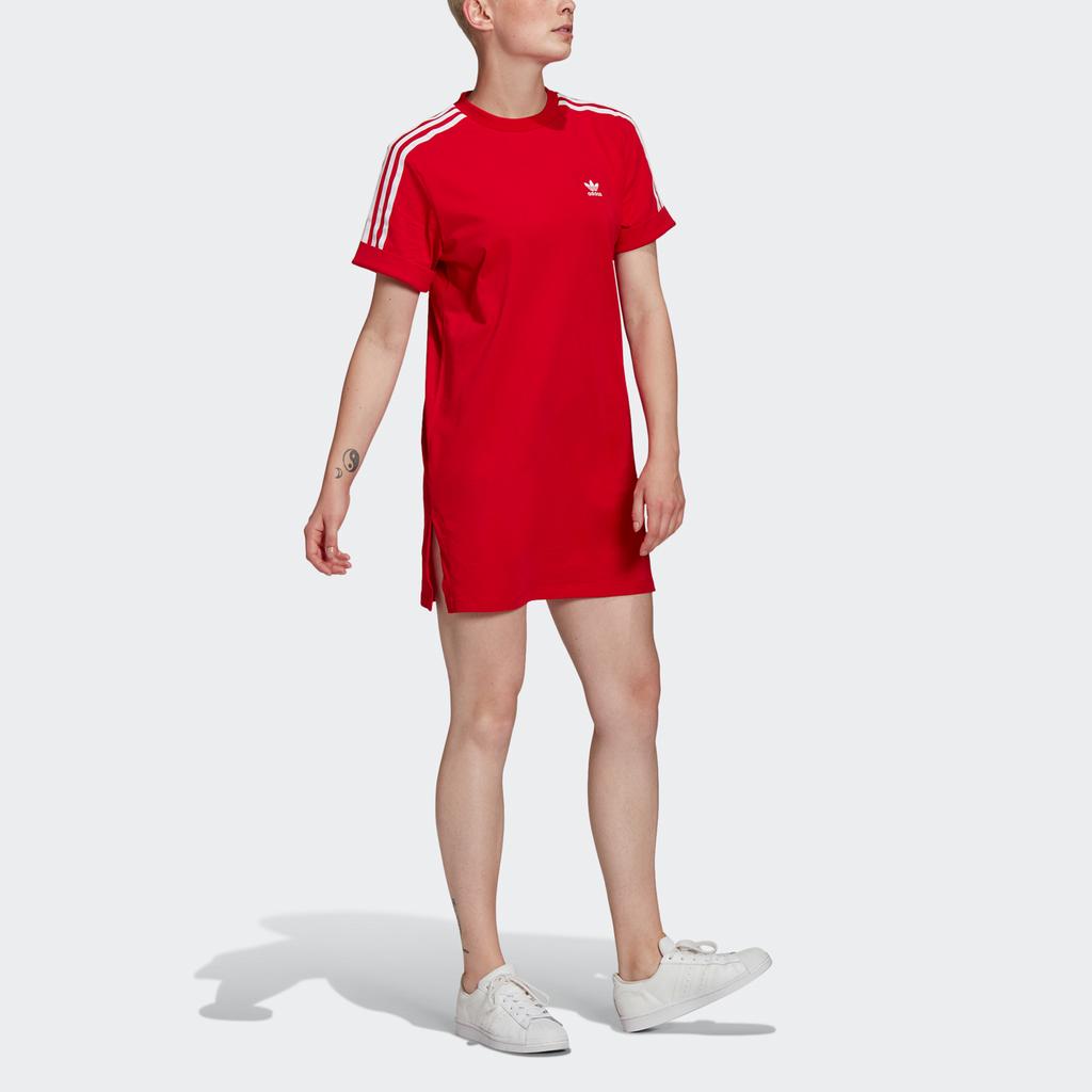 adidas Оригинальное платье с коротким рукавом для женщин Светло-алый GN2778