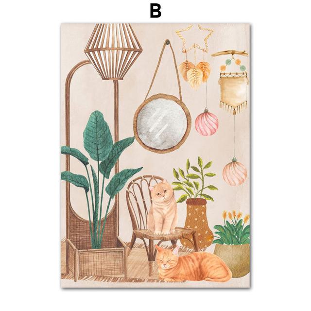 Современная скандинавская ваза Monstera в стиле бохо, подорожник, комнатное растение, настенная живопись на холсте, постеры и принты, фотографии для декора гостиной