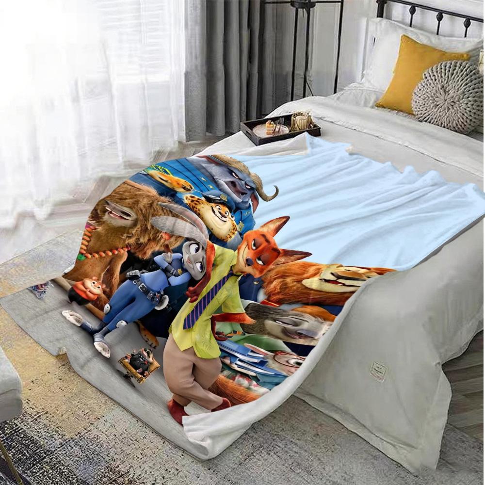 Kawaii J-Judy&N-Nick All Seasons and Blankets for Decorative Sofa Blanket New Year Bedspread on the Bed Furry Camping Anime Beds