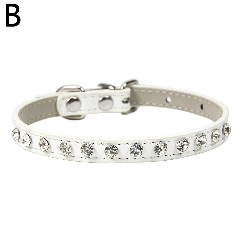 Регулируемый кошачий ошейник для домашних животных, ожерелье со стразами для маленьких щенков, кожаные креативные аксессуары для домашних животных