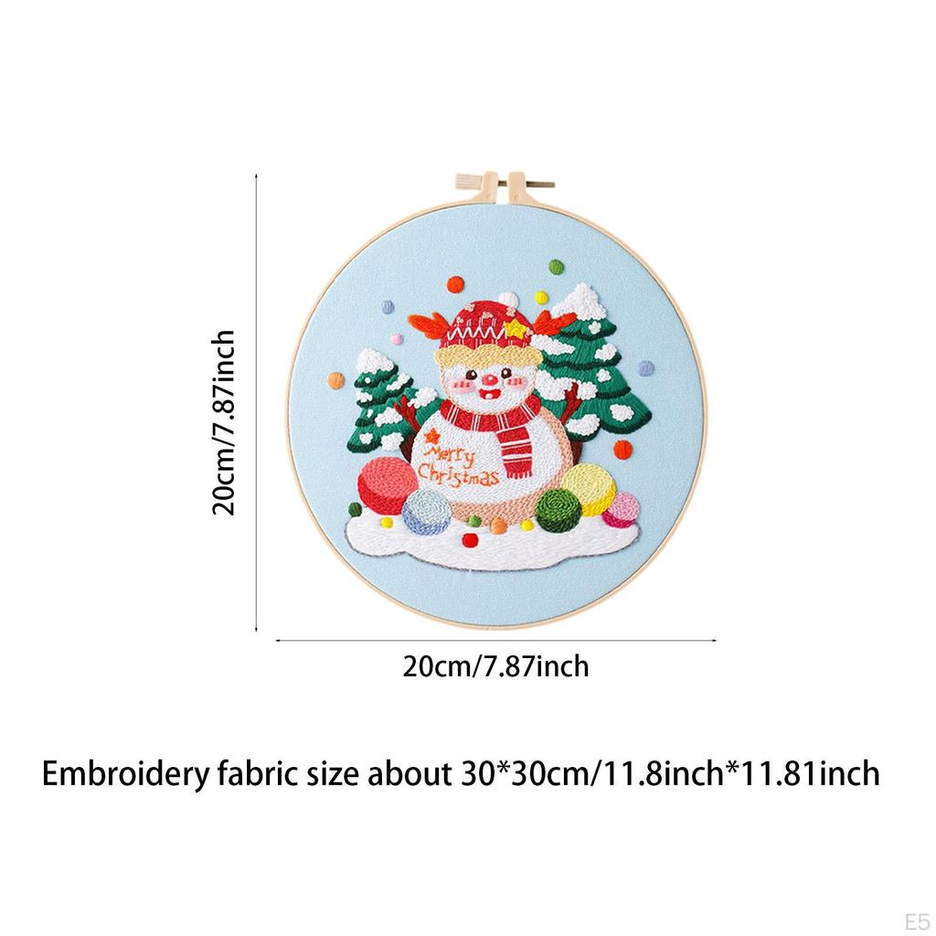 Christmas Cross Stitch Kit with 20cm Embroidery Hoop for DIY Crafting