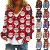 Women's Fashion Short Coat Casual Long Sleeve Printed Single Breasted Plush Top