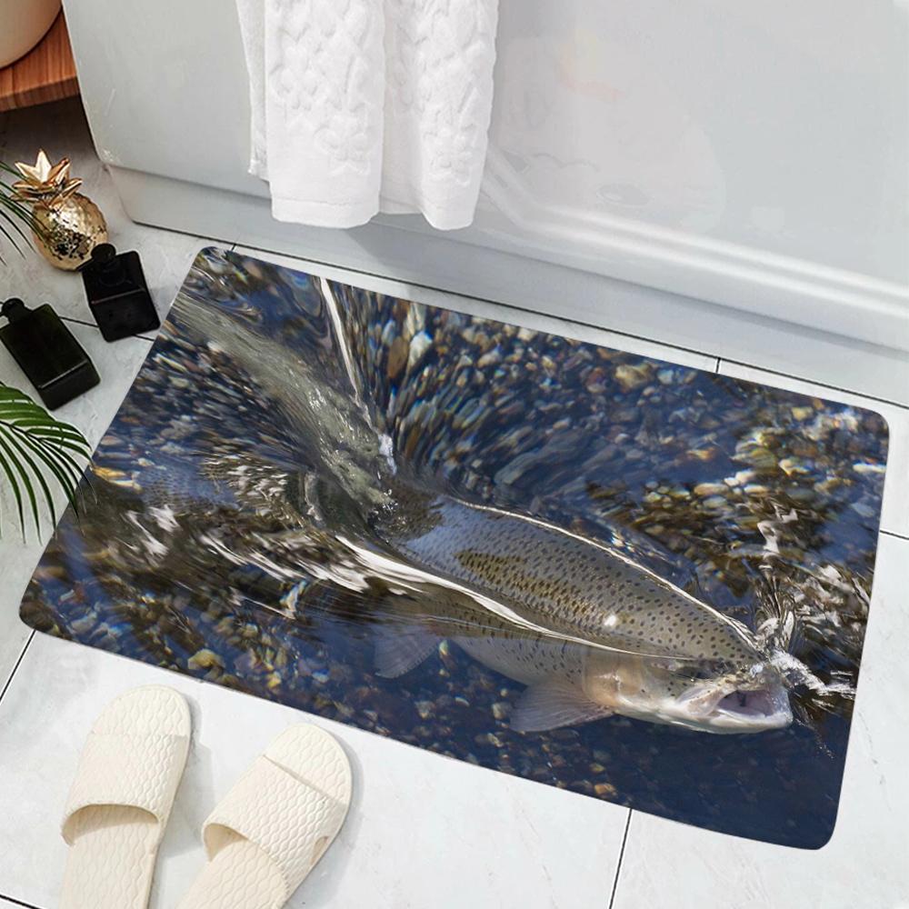 Fish Pattern Mat Hot Sale Model Fishing Bait Hard Printing Decorative Door Living Room Bathroom Kitchen Home Decor