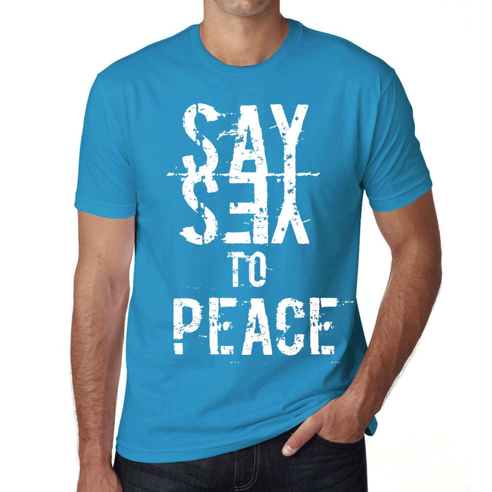 Men’s Vintage Tee Shirt Graphic T Shirt Say Yes To Peace Aqua