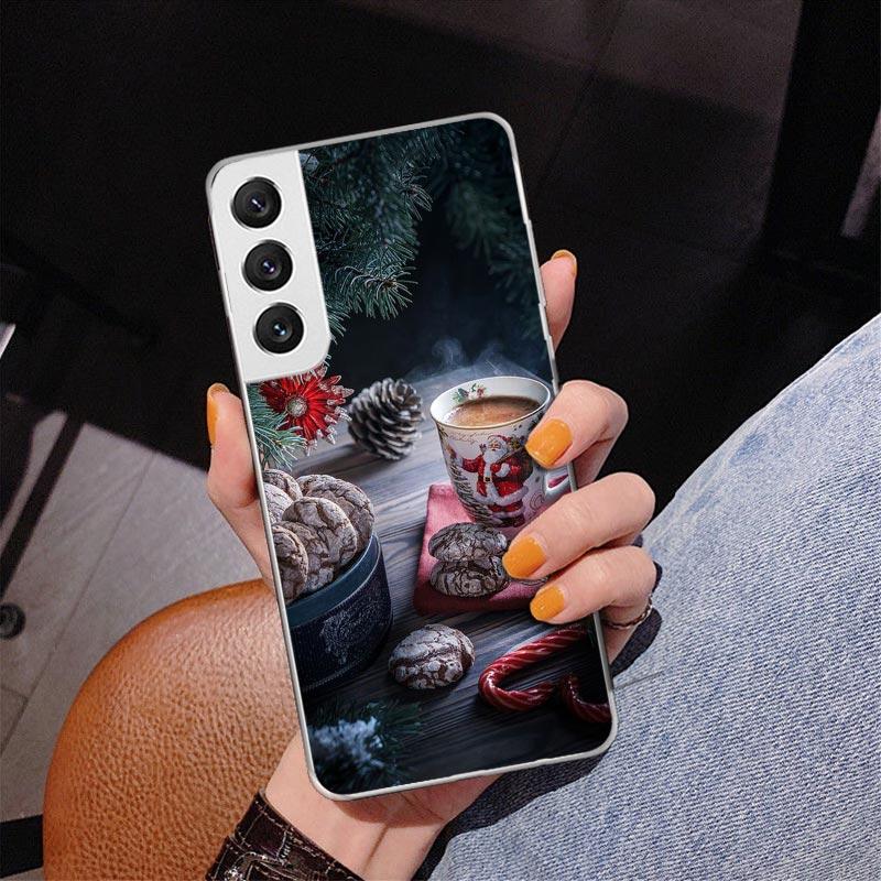 Winter Coffee Christmas Phone Case For Samsung Galaxy S24 S25 Edge S26 Ultra S23 S22 S21 Plus S20 FE + Personalized Print Cover