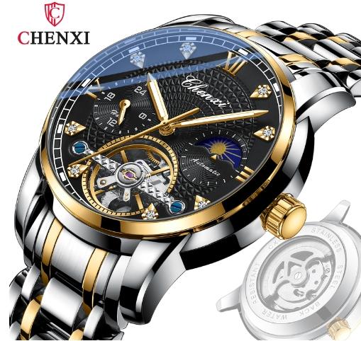 CHENXI 8870 Новые Модные Деловые Часы Мужские Нержавеющая Сталь Автоматические Механические Турбийон Мужские Часы Reloj Hombre