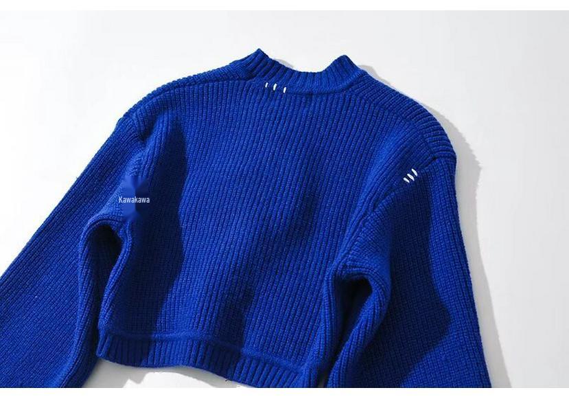 Spring 2023: Retro Style Women's Sweater - Big Buttons, Long Sleeve, Short Jacket Design