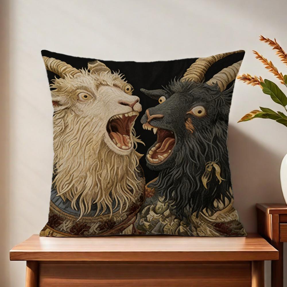Spooky Goat Face 2D cute cushion cover For Pillow Printing Sofa Decoration Home Car Room Coffee Shop Office Nordic Simplicity