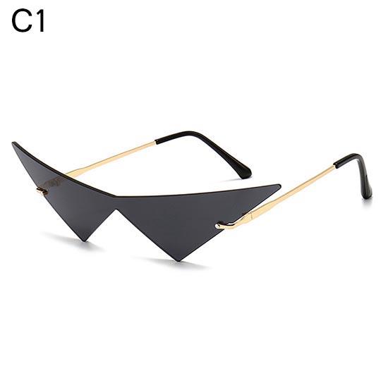 Oversized Triangle One Piece Women Sunglasses Vintage Rimless Clear Ocean Lens Eyewear Fashion Men Cat Eye Sun Glasses