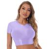Women’s Sexy Metallic Crop Top Short Sleeves Tank Top Bustier for Dance Club Rave