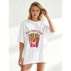 Oversized T Shirt Black Fries Before Guys Graphic With Heart XOXO Print Casual Wear For Women Summer Outfit Street Style Fashion Top