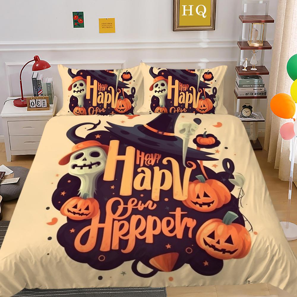 3D Halloween Home Bedding Set Terrorist Atmosphere Decoration Quilt Cover Pillowcase Set AU/DE/EU/US Full Size Soft Bedroom Decoration
