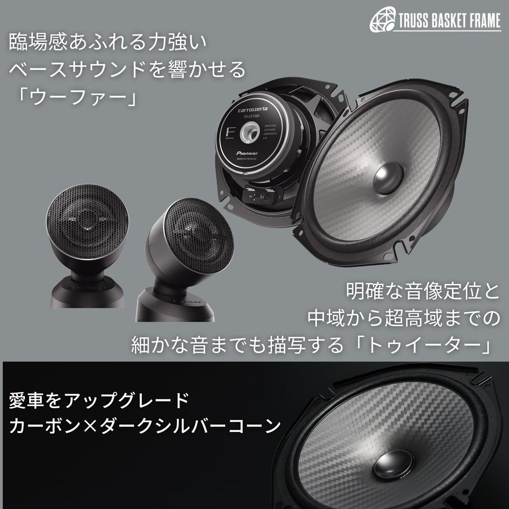 Динамик Pioneer TS-F1750S 17 см Специальная посадка Раздельные 2-полосные Совместимость с аудио высокого разрешения Carrozzeria