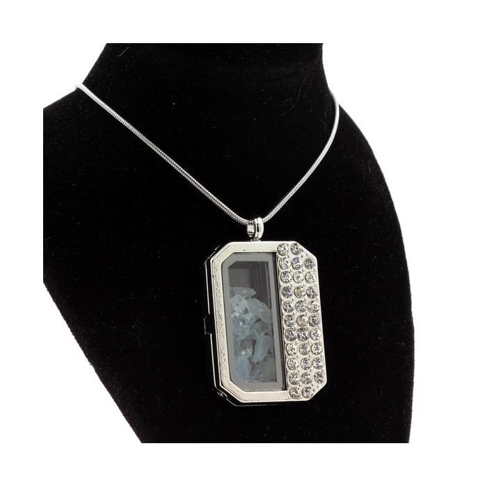 Pierres et Minéraux. Collier Aigue-Marine brut. Modèle demi-rectangle.