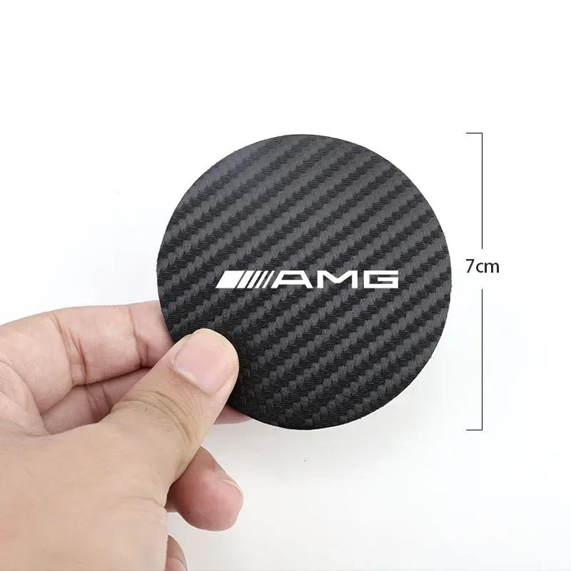 DDJ2 2Pcs Car Interior Leather Coaster Anti-noise Water Cup Pad For Mercedes Benz AMG W203 W206 W220 W205 W211 GLC W212 W201 GLE W210
