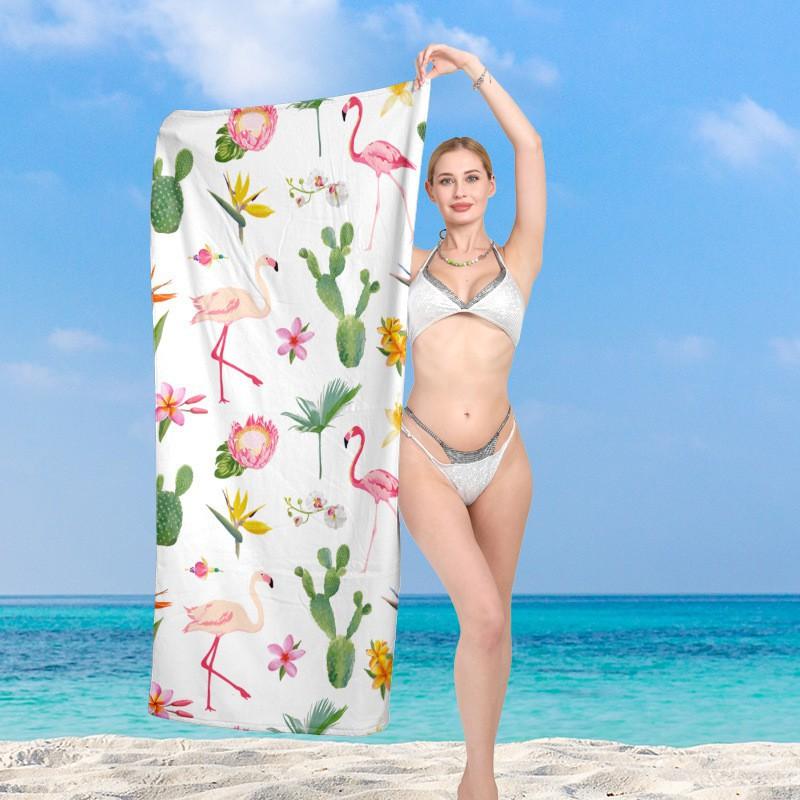 Ultra Fine Fiber Printed Quick Dry Beach Towel Non Sand Adhesive Absorbent Soft Microfiber Swimming Pool Ocean Travel