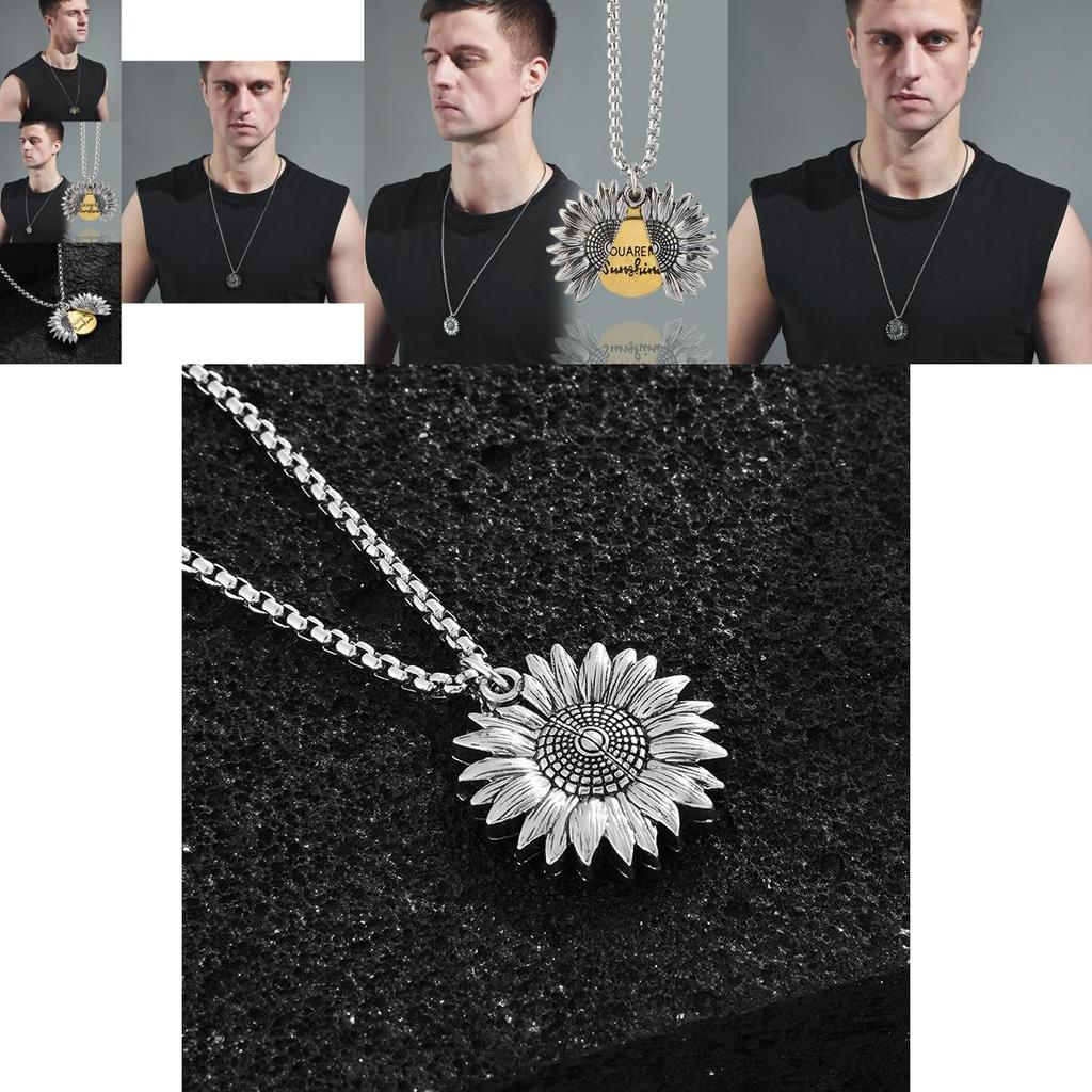 Retro Punk Style Sunflower Totem Necklace For Men Women Hip Hop Jewelry Accessory