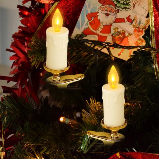 Набор светодиодных свечей-клипс Беспламенные мерцающие свечи Светодиодная лампа-свеча для рождественской елки Электрические искусственные свечи для дома Украшение для рождественской вечеринки
