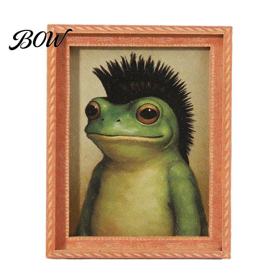 Frog Collectible Magnet Abstract Refrigerator Magnet, Framed Hairstyle Fridge Animal Frame Home Kitchen Office Decoration Party Favors Appliance Decor