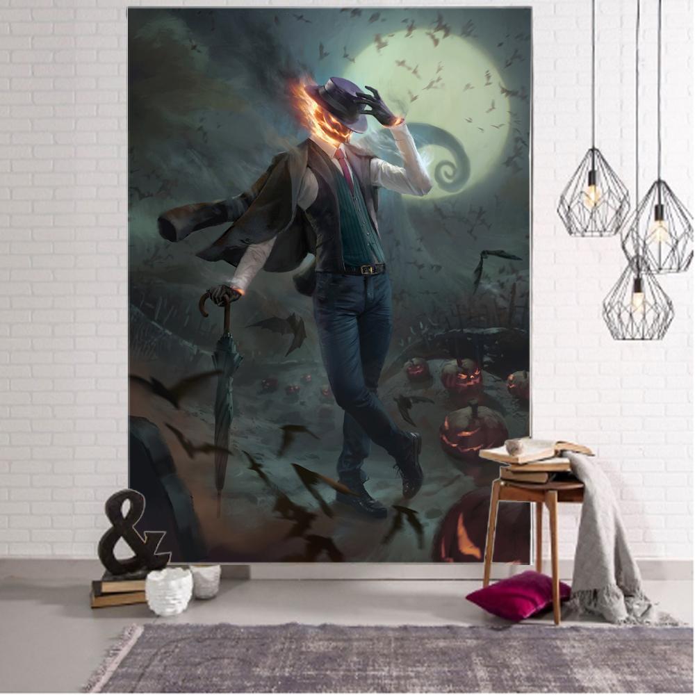 Тыква Хэллоуин вечерние украшения гобелен Мандала Бохо гобелен арт-деко одеяло занавеска висит дома спальня