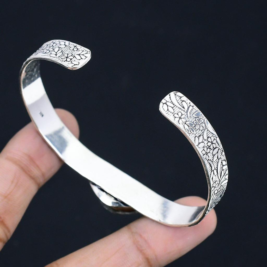 Сделка ко Дню сестер Стерлинговое серебро Ископаемый коралл Драгоценный камень Помолвочный браслет Ювелирное изделие