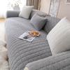Rabbit Plush Sofa Cover Thicken Non-Slip Couch Cover Solid Color Plaid for Living Room Slipcover Warm Universal Couch Cushion