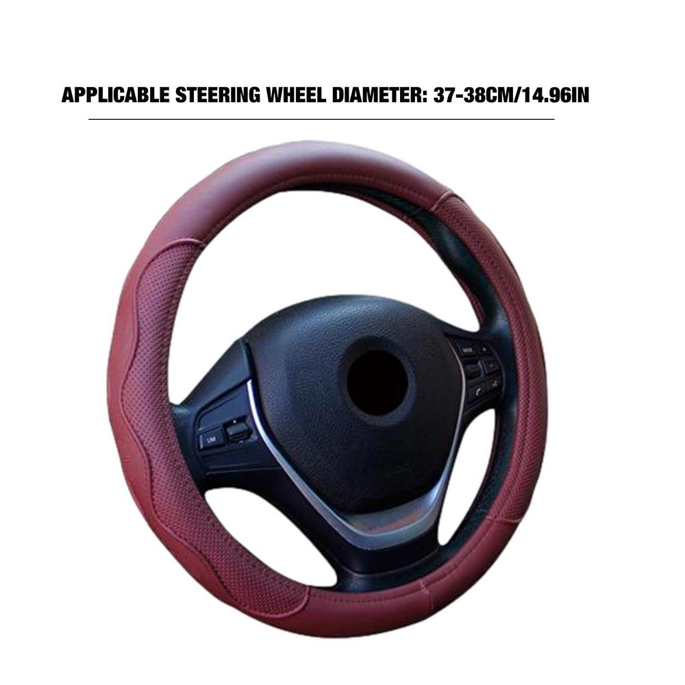 Нескользящий кожаный чехол 37-38 см, декоративный чехол на руль автомобиля, протектор рулевого колеса автомобиля
