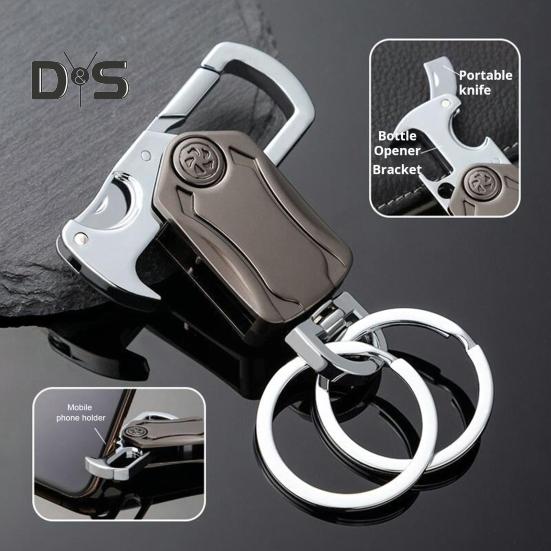 Сверхпрочный многофункциональный брелок с карабином, открывалка для бутылок, нож-спиннер, держатель для мобильного телефона из цинкового сплава