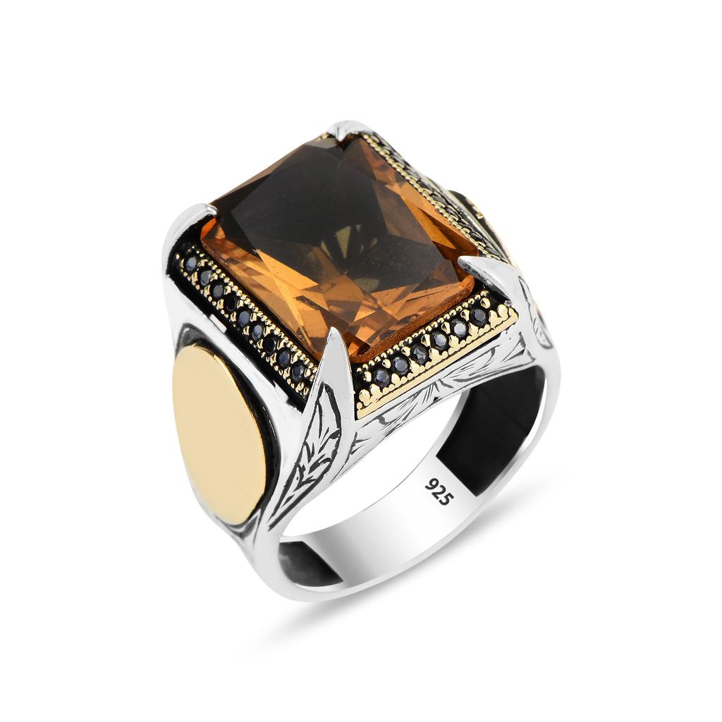 Изменение цвета Серебряное мужское кольцо с зултанитовым камнем - Завораживающий драгоценный камень с постоянно меняющимися оттенками - Мужское кольцо с драгоценным камнем из султанита -