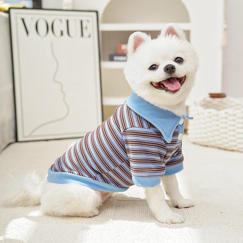 Striped Puppy Hoodies Winter Dog Clothes Pet Vest Cotton Warm Dog Sweatshirt Polo Shirt Yorkie Dachshund Clothing Dog Pullover