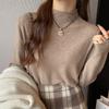 Осенний тонкий свитер-пуловер с однотонной основой для женщин, зимний свитер с длинным рукавом и высоким воротом, элегантный повседневный трикотаж для женщин 24843