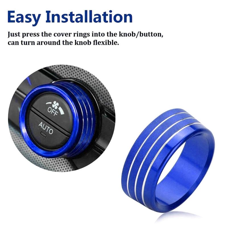 Engine Start Stop Button Switch Cover Center Console Knob Ring Radio Knob Trim