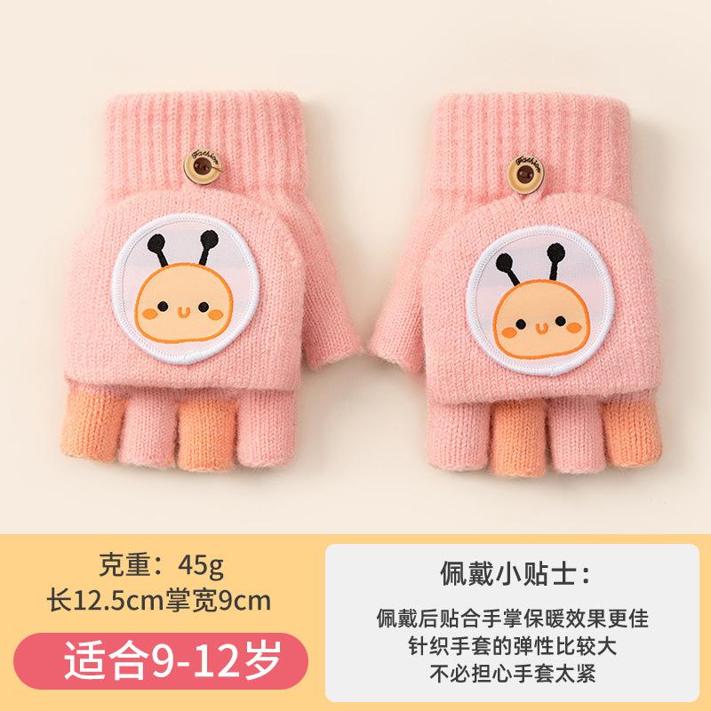 Осень и зима теплые и холодные варежки без пальцев с откидным верхом, мультяшный крокодил, мальчик, детский норковый велюр, перчатки для письма для учеников начальной школы