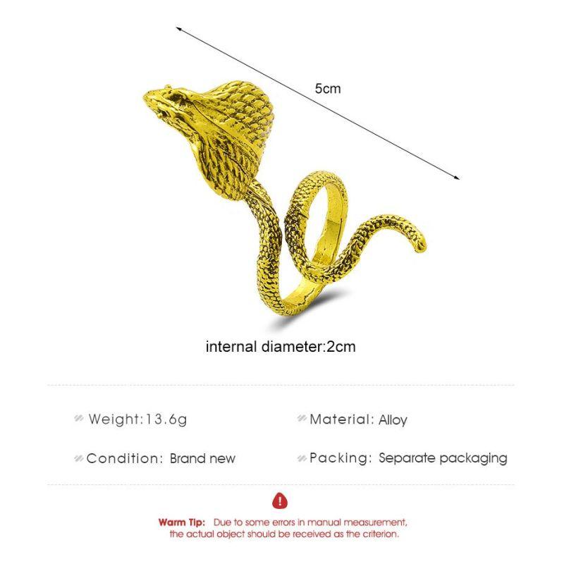 European and American Retro Metal Snake-shaped Ring Cold Style Open Geometric Ring