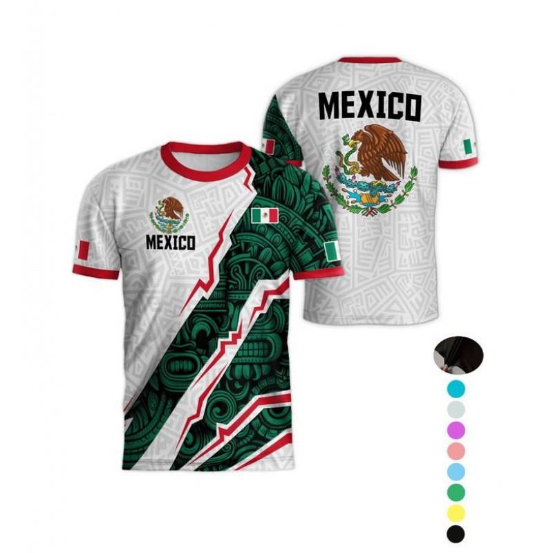 Mens Mexico National Team 3D Printed Quick Dry Breathable Short Sleeve T-Shirt Sport Casual Loose Fit