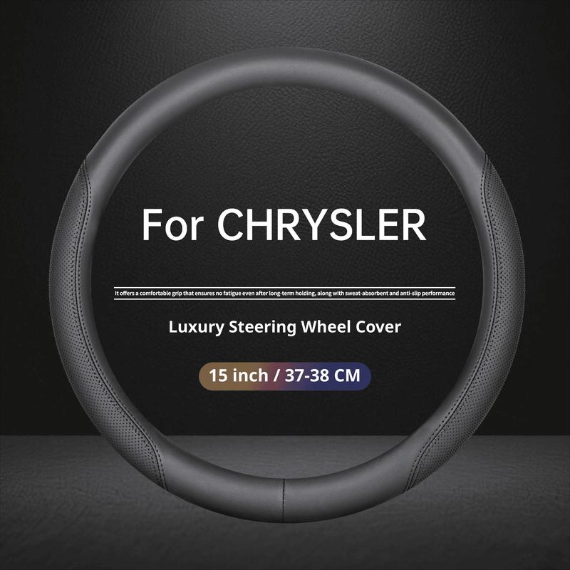 New For CHRYSLER Car Steering Wheel Cover Easy tallation Perforated Napa Leather 15Inch All Seasons Steering Wheel Protector