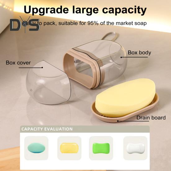 Дорожная мыльница с прозрачным дизайном, компактная переносная герметичная мыльница с крышкой, мыльница с поддоном для слива