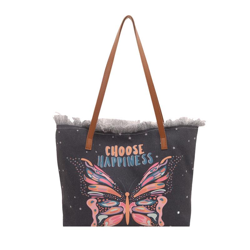 2025 New National Style Cute Handbag Fashion Casual Tote Bag Large Empty Embroidery Printed Shoulder Bag