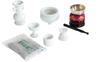 Buddhist altar set, plain white porcelain, 5 pieces + bell set, incense burner ash included, for 49th day memorial service, altar decoration