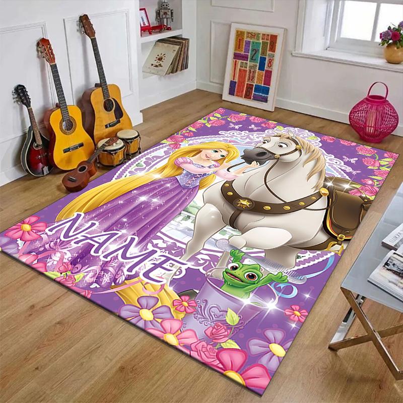 Custom Princess Mat Personalized Name, Polyester Washable Indoor Entryway Rug, Gift for Christmas, Easter, Thanksgiving Day