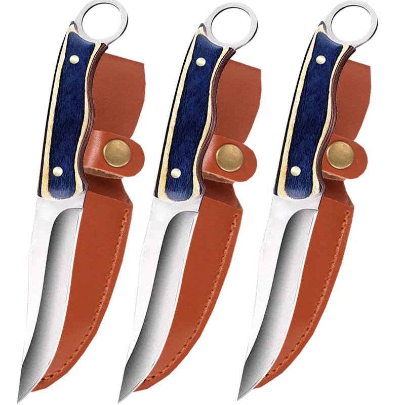 Кухонный тесак для мяса Монгольский нож Деревянная ручка Мясной нож для обвалки Портативный нож для барбекю Разделка мяса Острые ножи для рыбы