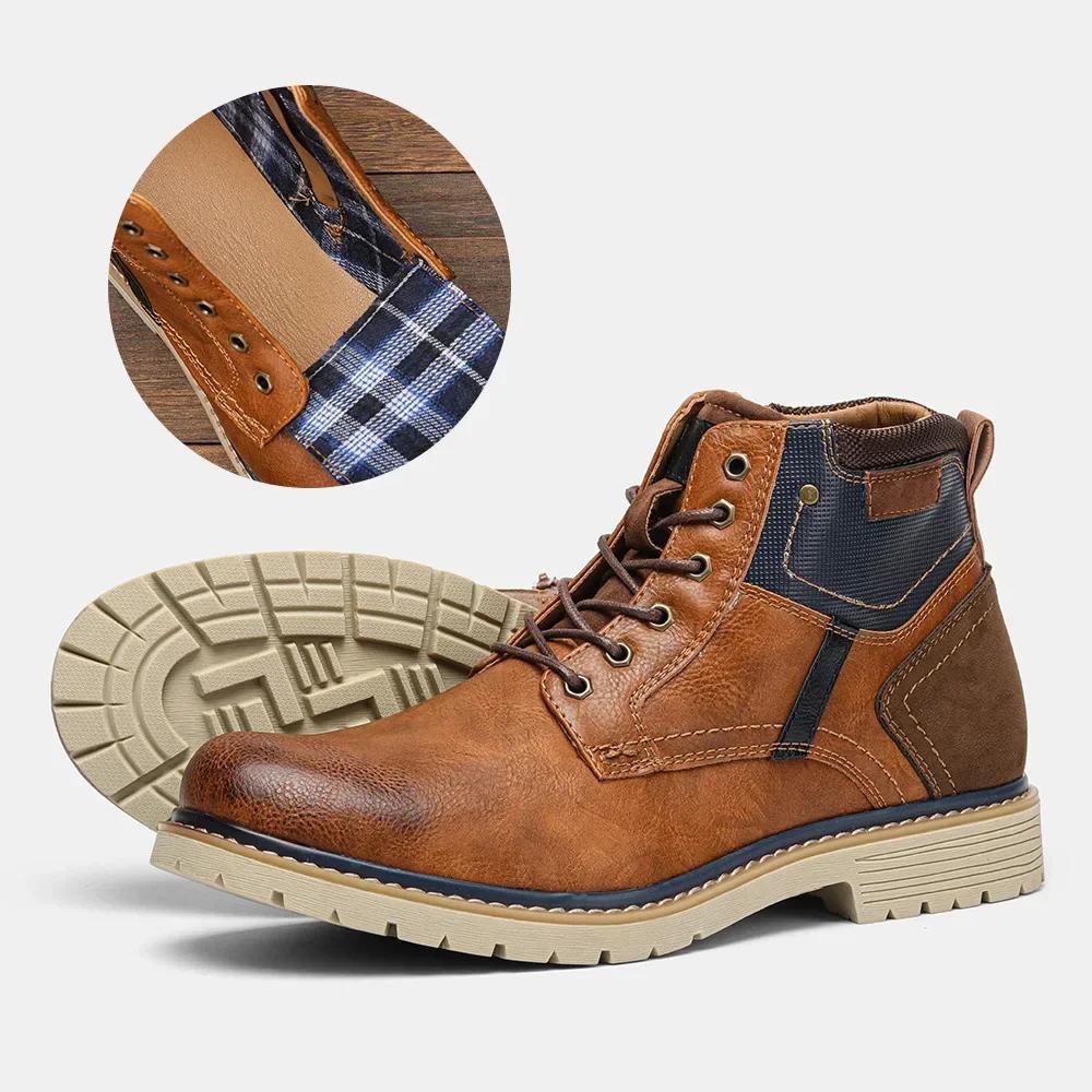 Мужская зимняя обувь. Теплые удобные нескользящие кожаные мужские зимние ботинки, 2024 г.