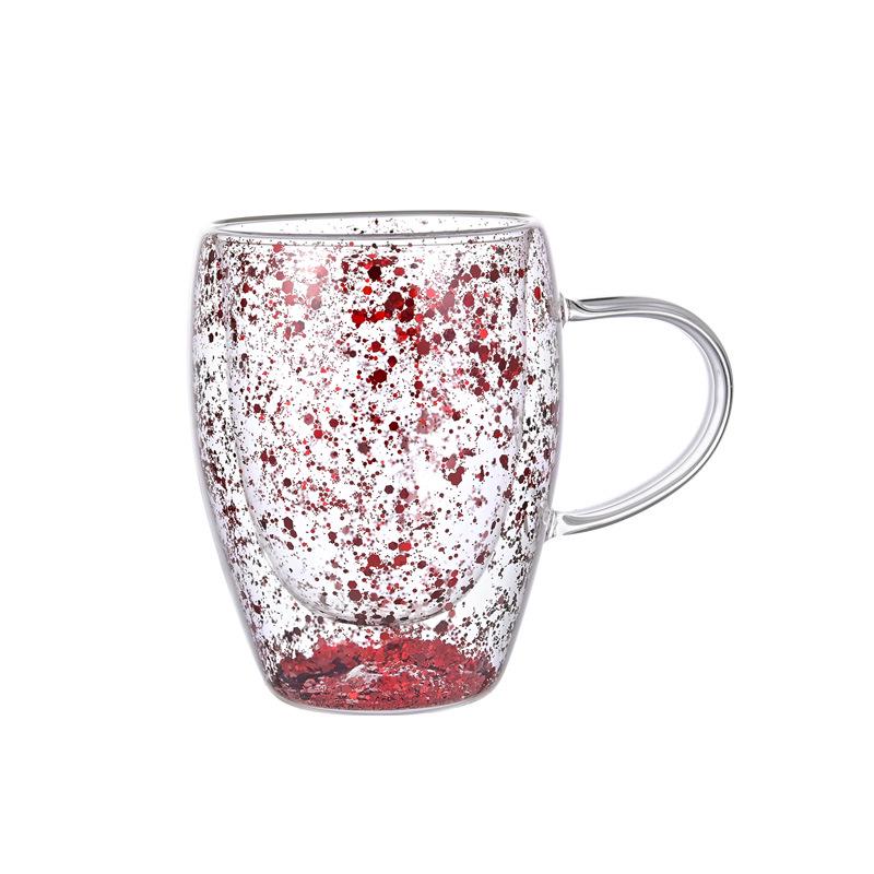 Двухслойная термостойкая стеклянная кофейная кружка с ручкой