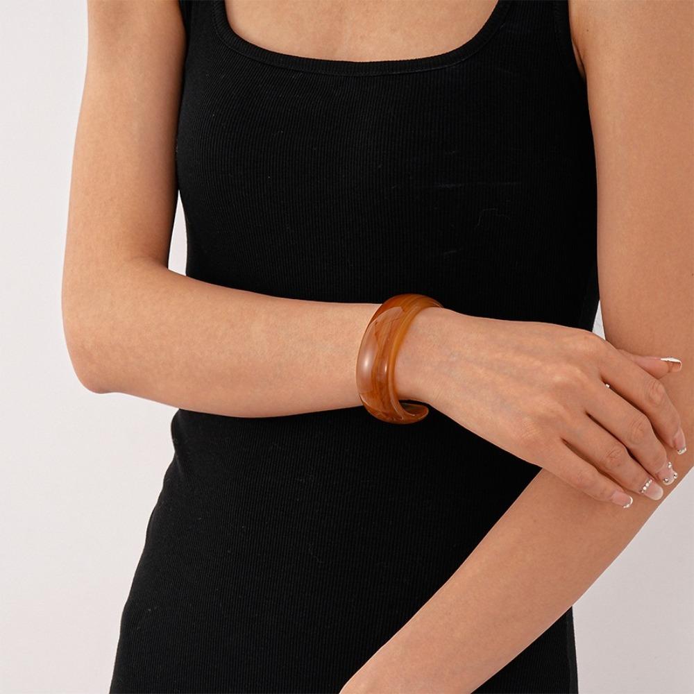 Hip Hop Acrylic Bangle Bohemian Retro Hand Ring Temperament Irregular Wide Bracelet  Women