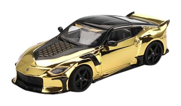 MINI GT 1/64 Scale Nissan Z Veilside FFZ400 Gold Chrome (Right-Hand Drive) Finished Model MGT00985-R