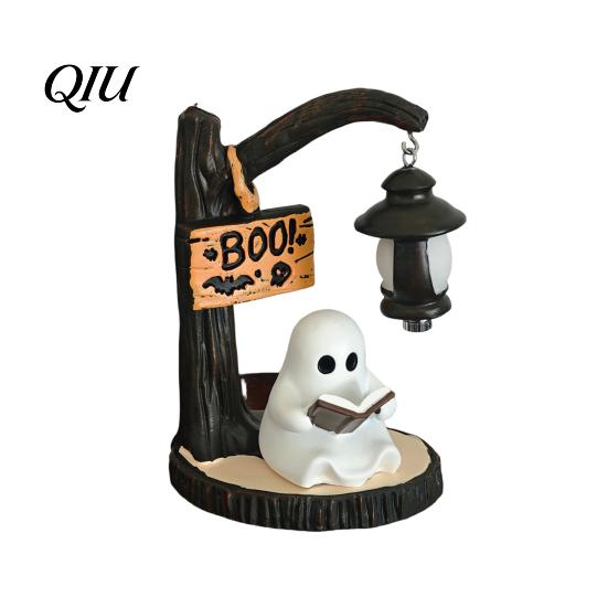 Resin Craftsmanship Ornament Halloween Witch/Ghost LED Lamp, Gothic with Warm Light for Unique Gift Home Decor, Desktop Spooky Night Party Decor Theme